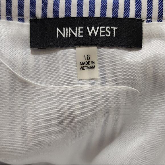 Nine‎ West Seersucker Striped Pleated Embroidered Skirt Plus Size 16 - Picture 9 of 11